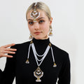 Layered Pearl Look Necklace Earring and Headpiece Jewelry Sets view 3