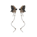Black Butterfly and Chain Tassel Statement Earrings view 5