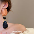 Wood Oval Black Teardrop Stud Earrings Fashion Jewelry for Women view 4