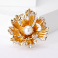 Gold Edge Enamel Peony Flower Pearl Brooch Five Colors view 9