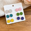 Multicolor Round Swirl Stud Earrings In Twelve Pair Sets view 6