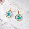 Pressed Flower Round Resin Earrings Gold Hooks 5 Colors view 10