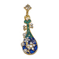 Blue Enamel Lute Drop Earrings with White Pearl Accents view 5