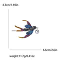Multicolor Rhinestone Swallow Brooch Pearl Drop Black Body view 4