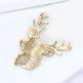 Brown Enamel Deer Head Brooch Gold Antlers Red Ears view 4