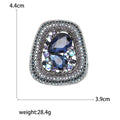 Geometric Silver Tone Brooch With Two Large Blue Teardrop Crystals view 5