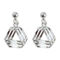 Silver Openwork Geometric Triangle Drop Stud Earrings view 5
