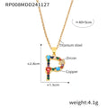 Multicolor Zircon Letter Pendant Necklace On Gold Tone Chain view 6