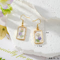 Rectangular Gold Frame Dried Flower Resin Earrings 10 Styles view 12