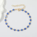 Gold Tone Openwork Multicolor Evil Eye Link Chain Bracelets view 6