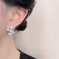 Silver Tone Clear Gradient Butterfly Stud Earrings For Women view 2