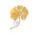 Enamel Fan Leaf Brooch with Pearl-look Drop In 2 Color Variants view 5