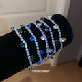 Silver Crystal Tennis Bracelet With Dangling Color Stones view 4