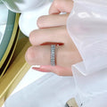 Beaded-Edge Double-Row Clear Stone Eternity Ring Silver Tone view 3