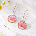 Round Gold Frame Pressed Flower Drop Earrings 8 Styles view 12