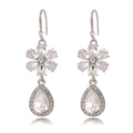 Gold Tone Champagne Floral Halo Openwork Crystal Five Designs Metal Dangle Earrings view 6
