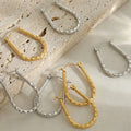 Textured U-Shaped Hoop Earrings Stainless Steel Metal view 2