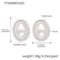 Oval Shell Pearl Zircon Halo Studs And Pave Ear Cuffs view 9