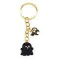 Black Enamel Ghost Keychain Gold Ring Witch Hat Charm view 5