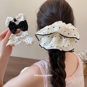 Polka Dot Bow Hair Comb Scrunchie Clip Five Styles