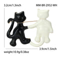Hugging Cats Enamel Brooch in Red or White Pairing view 5