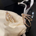 Crystal Openwork Triple Oval Drop Earrings in Gold and Silver view 4