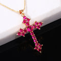 Round Stone Cross Pendant Necklace In Four Bright Colors view 3