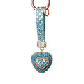 Lattice Center Crystal Heart Keychains with Straps and Plain Options view 5