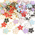 Five Petal Enamel Flower Charms in Six Colors and Two Metal Tones view 4