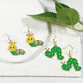 Gold Tone Enamel Caterpillar and Honeybee Drop Earrings in Three Designs view 2