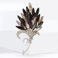 Gradient Crystal Leaf Spray Brooch Pin in Two Colors view 3