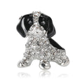 Silver Crystal Puppy Brooch Black Enamel Ears Tail view 5