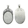 Leaf Detail Oval Cabochon Pendant Trays in Two Finishes view 4