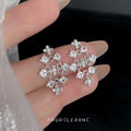 Silver Crystal Square Cascade Flower Drop Earrings Pair view 4