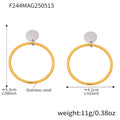 Large Hoop Drop Earrings With Round Disc Stud Tops view 8