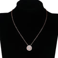 Rose Gold Tone Round Halo Pendant Necklace Polished Metal Jewelry view 3