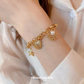 Gold Ocean Charm Bracelet Starfish Shell or Heart Curb Chain view 4