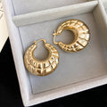 Textured Wide Hoop Earrings in Polished Silver or Gold Tone view 7