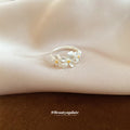 Silver Open Flower Ring With Gold Centers Adjustable view 2