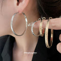 Slim Metal Hoop Earrings in Gold and Silver Tone Size Options view 2