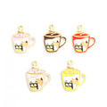 Coffee Cup Cat Enamel Alloy Charm Pendants in Five Colors view 2