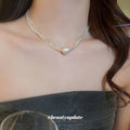Silver Multi-Strand Snake Chain Matte Pearl Necklace Single view 1