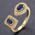 Pear And Rectangular Halo Adjustable Open Ring In Six Variants view 7