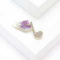 Winged Music Note Crystal Brooch in Blue and Purple view 4