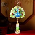 Floral Peacock Keychains with Beaded Tassels in Four Colorways view 2