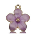 K Gold Tone Enamel Zinc Alloy Sakura Flower Charm Pendant for DIY Earrings Bracelet