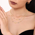 Natural Stone Bead Necklace Multicolor Zircon Charms Beige view 2