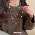 Brown Beaded Layered Pearl Necklace Decorative Jewelry Design view 3