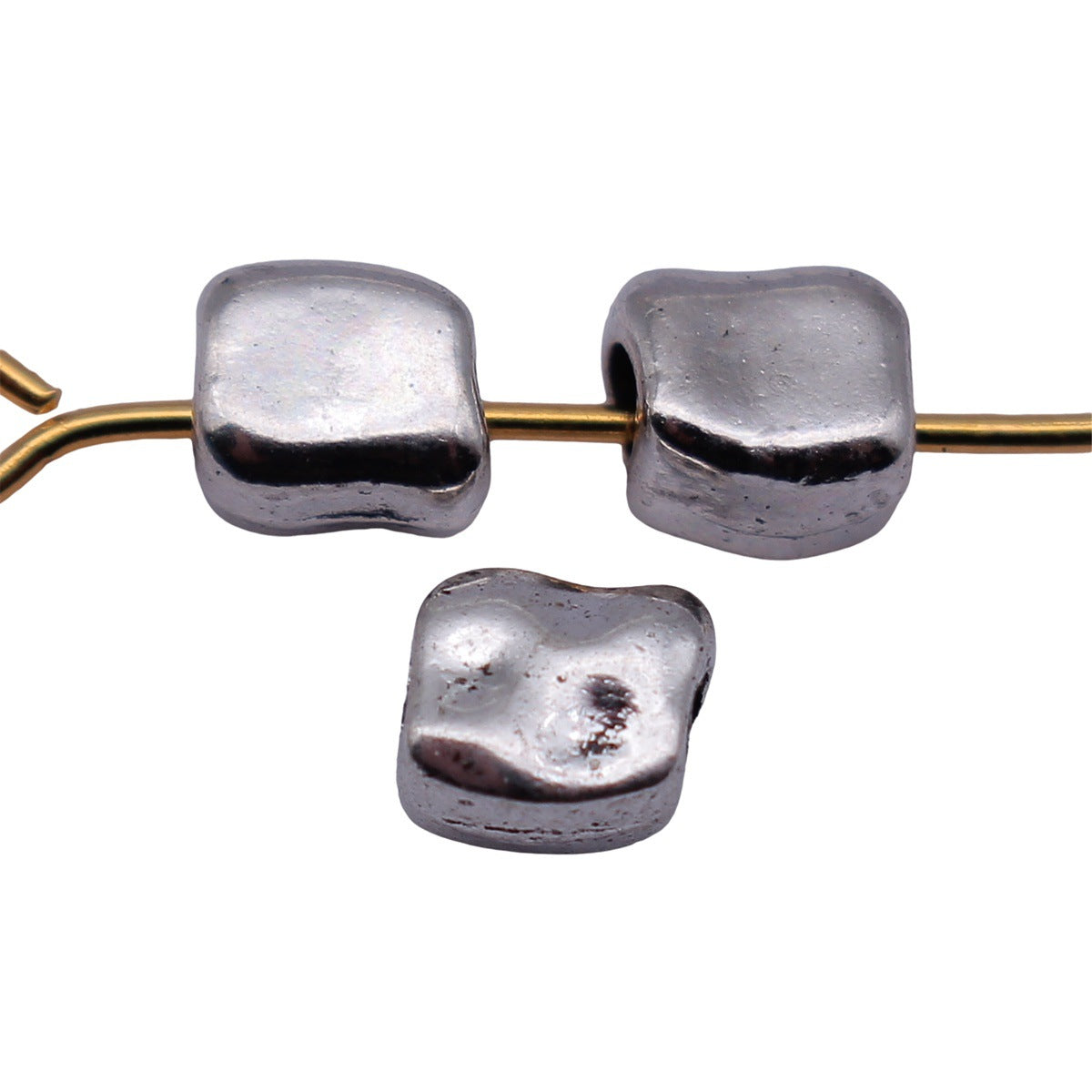 5.2x4.7x3.6mm 0.3g Antique Silver Zinc Alloy Hammered Irregular Spacer Beads for DIY Bracelet Making