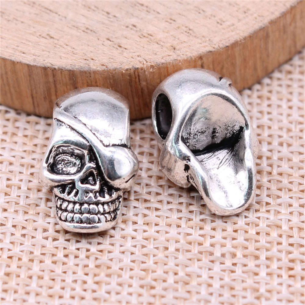 19x12mm 4.8g Antique Silver Zinc Alloy Skull Head Large Hole Beads for Bracelet DIY Jewelry Making